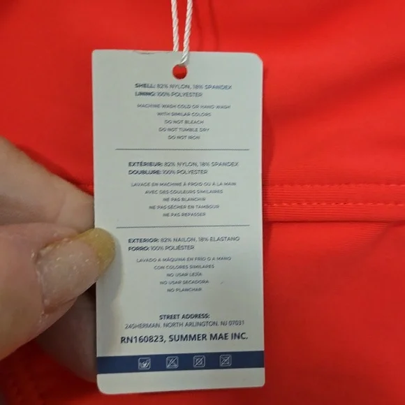 SummerMae Ruffled V-Neck Swimsuit in Bright Coral SIZE L NWT - Picture 4 of 5